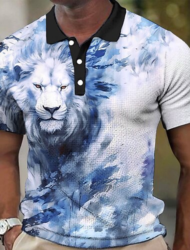 Pánské Lev Waffle Polo košile Golfová košile Krátký rukáv Polo tričko Košile s límečkem Na běžné nošení Legrační Streetwear Oblečení na dovolenou Párty oblečení Knoflíky 3D tisk Žlutá Rubínov   Pánské Lev Waffle Polo košile Golfová košile Krátký rukáv Polo tričko Košile s límečkem Na běžné nošení Legrační Streetwear Oblečení na dovolenou Párty oblečení Knoflíky 3D tisk Žlutá Rubínov