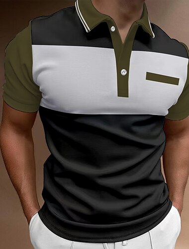  Herren Poloshirt Golfhemd Strasse Casual Klassisch Kurzarm Modisch Basic Farbblock Taste Sommer Regular Fit Rote Smaragdgrün Armeegrün Pfauenblau Poloshirt