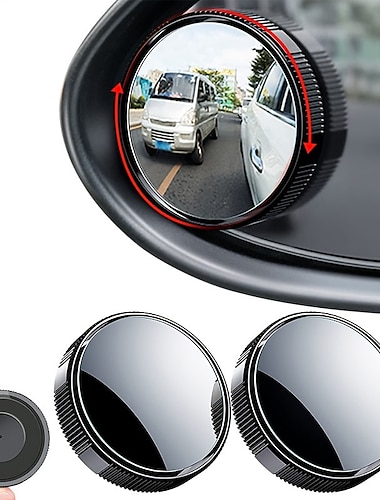  2 Stück toter Winkel Autospiegel 2 Zoll wiederverwendbarer runder HD-Glaskonvexer 360-Weitwinkel-Seitenrückspiegel mit Saugnapf für Autos, SUVs und LKWs