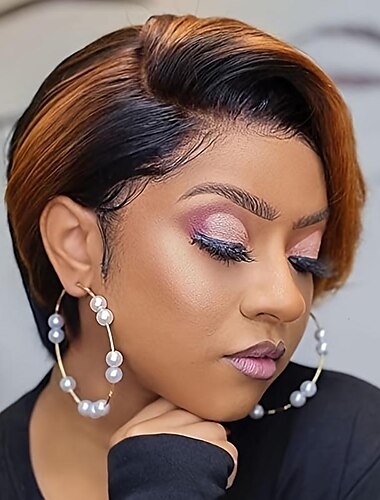  "180% πυκνότητα μαύρη κοντή περούκα pixie cut - 6"" ίσια περούκα μαλλιών για γυναίκες - ιδανική για καθημερινή χρήση!"