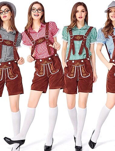  פסטיבל אוקטובר תחפושות חולצה לדרהוזן בוואריה ויסן סגנון מסורתי כרי דשא בגדי ריקוד נשים בד בסגנון מסורתי