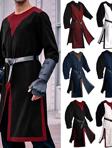  ancien Médiéval Renaissance Chemise Tunique Ren Faire Pirate Viking Croisé Col rond Homme Viking Fantaisie Halloween Carnaval Mascarade Événement / Fête Scène LARP Adulte Chemise Toutes saisons