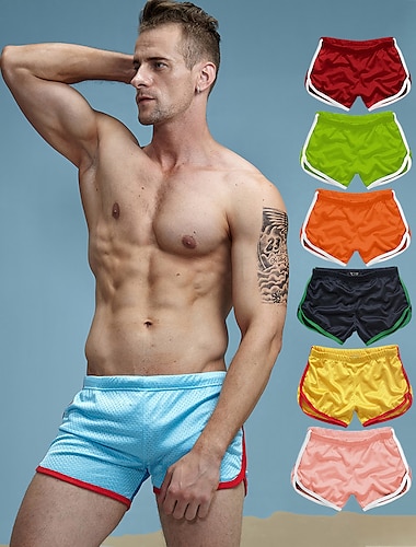  Men's Athletic Shorts Running Shorts Gym Shorts Mesh Shorts Mesh Elastic Waist Color Block Breathable Quick Dry Short Sports Fitness Running Sports Sporty Pink / pink Wine red / Winered Low Waist