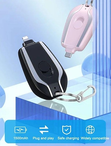  caricatore portachiavi portatile 1500mah tipo-c mini batteria ultracompatta banca di alimentazione di backup a ricarica rapida per dispositivi iphone
