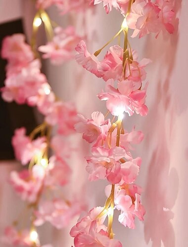  guirlande lumineuse en rotin fleur de cerisier lumières led lumières de la batterie guirlandes lumières de décoration de salle de mariage de vacances de noël