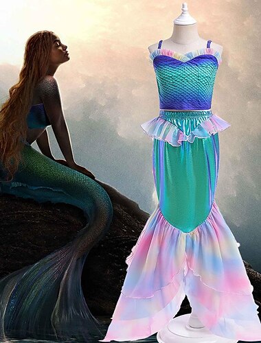  De kleine Zeemeermin Prinses Ariel Zwemkleding 2-stuks Badpakken Film cosplay for Voor meisjes Kinderen Carnaval Kinderdag