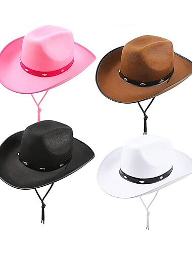  Herren Unisex Cowboy-Hut Schwarz Weiß Baumwolle Stilvoll Reise Western-Cowboy Outdoor Urlaub Glatt Einstellbar