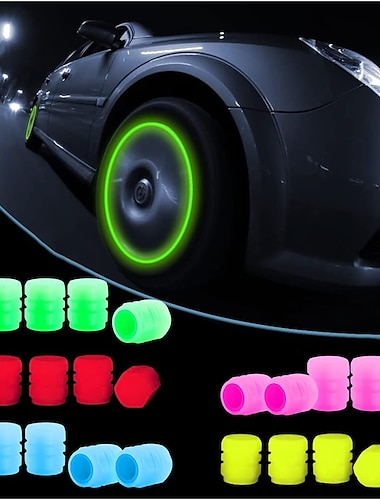  16 tapas de vástago de válvula de neumático fluorescente, cubiertas de válvula de aire de rueda de coche, accesorios exteriores de coche luminosos, noctilucous frescos para coche, bicicleta,