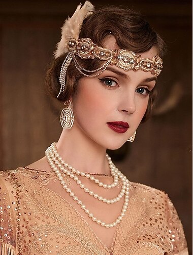  ancien Années 1920 Gatsby le Magnifique Serre Tête Flapper Gatsby le Magnifique Invité au mariage Déguisement Femmes Halloween Carnaval Mascarade Halloween Réception de mariage Enterrement de Vie de
