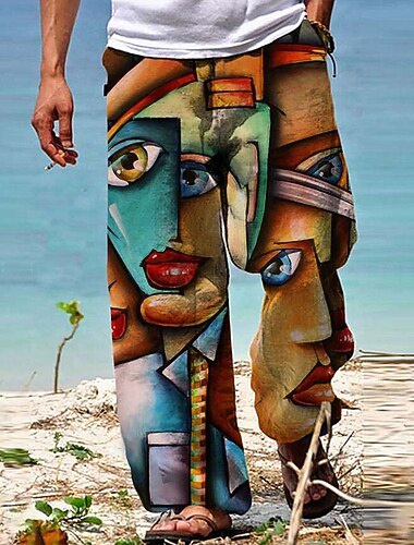  Herren Hose Hosen Sommerhosen Strandhose Boho-Hosen Tasche Kordelzug Elastische Taille Grafik-Drucke Komfort Atmungsaktiv Casual Täglich Festtage Strassenmode Designer Marineblau Blau