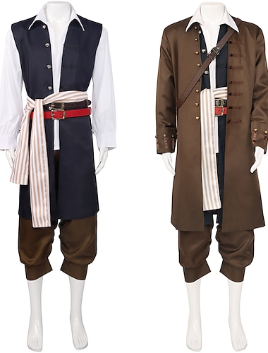  Pirates of the Caribbean piratas del Caribe Traje de cosplay Accesorios Disfraz Cosplay traje de cosplay Cosplay de película for Hombre Adulto Mascarada