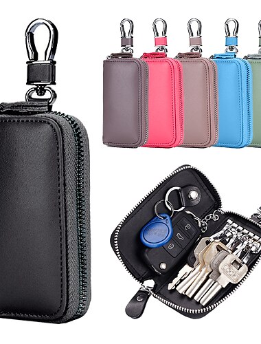  koe split leer mannen vrouwen sleutelhouder huis sleutelhanger tas organisator autosleutel etui multifunctionele kleine portemonnee mini portemonnee