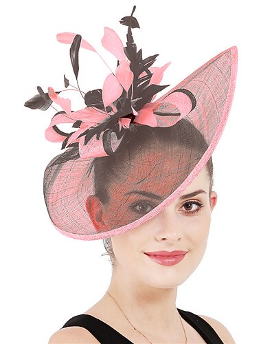  fascinators hoed Helm Sinamay Formeel Kentucky Derby Paardenrace Damesdag Kerk (83 Elegant Vintage Glam Met Veer Helm Hoofddeksels