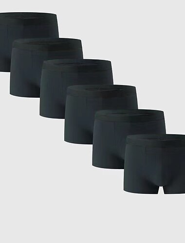  Herren 6er Pack Unterwäsche Kurze Boxershorts Unterwäsche Boxer-Shorts Baumwolle Atmungsaktiv Glatt Schwarz Blau