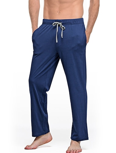  Hombre Ropa de salón Pantalones de pijama Pantalones de Yoga (Lounge) Plano Casual Confort Hogar Diario Cama Poliéster Comodidad Bolsillo Correa Cintura elástica Verano Primavera Negro Blanco