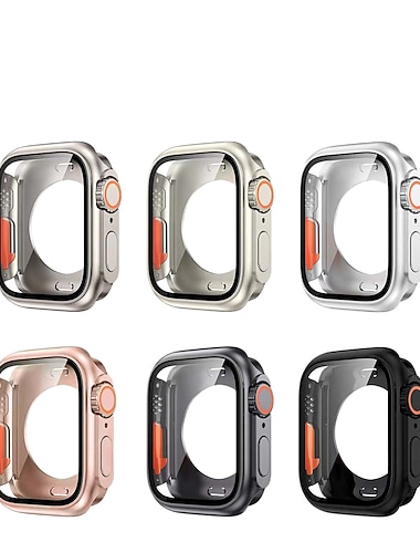  Horlogekast met schermbeschermer Compatibel met: Apple Watch Series 8 7 41mm 45mm / Series 6 5 4 SE 40mm 44mm Rondom beschermend Schokbestendig Gehard glas / Harde pc Horloge Deksel