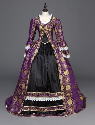  Vintage Rococò Rinascimento Maxi Vestito A sbuffo Cenerentola Fiore / Floreale Principessa Collo quadrato Normale Tutti Reale Halloween Carnevale Mascherata Performance Feste Halloween Adulti Tutte