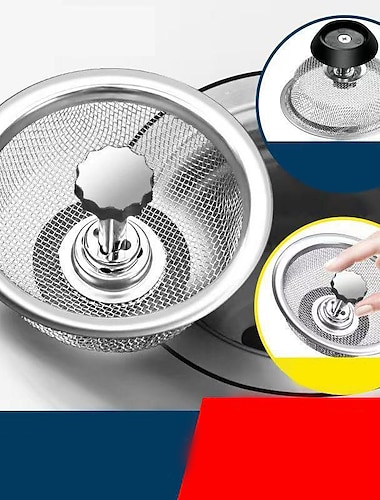  2pcs Stainless Steel Kitchen Sink Strainer Basket Drain Plug Filter Replacement for Wide Rim 3.2/4.4 inch, Food Catcher Anti-Clogging