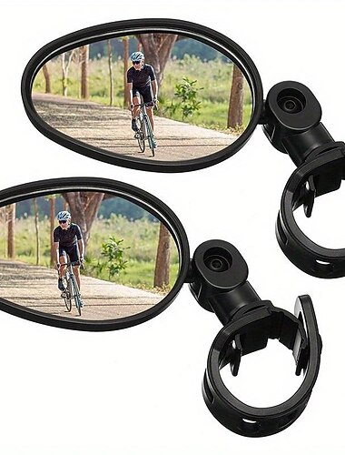  قطعتان من مرآة الدراجة بزاوية 360 درجة ومرآة قابلة للدوران قابلة للدوران بزاوية واسعة للدراجة ومرآة للرؤية الخلفية ومضادة للصدمات ومرآة محدبة من الأكريليك لدراجة الطرق الجبلية