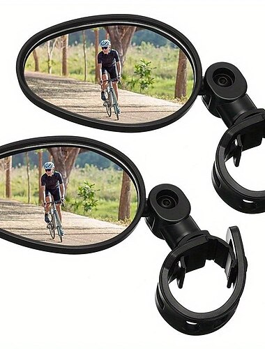 2 piezas de espejos ajustables para bicicleta de 360° espejos retrovisores convexos de ángulo amplio soporte de manillar a prueba de golpes para bicicletas de montaña y carretera