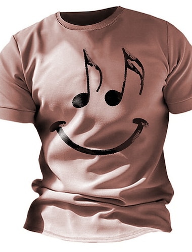 Musikfestival Herren Grafik Lustig Lächelndes Gesicht T Shirt Kurzarm T-Shirt 3D-Druck Rundhalsausschnitt Hemd Vintage Mode Designer Outdoor Täglich Sport Blau Rot Grün Frühling & Sommer Bekleidung S