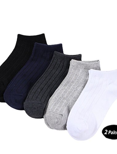  Herren 2 Paar Ankle Socken Niedrig geschnittene Socken Schwarz Weiß Farbe Glatt Freizeitskleidung Urlaub Wochenende Mittel Sommer Frühling & Herbst Stilvoll Brautkleider schlicht