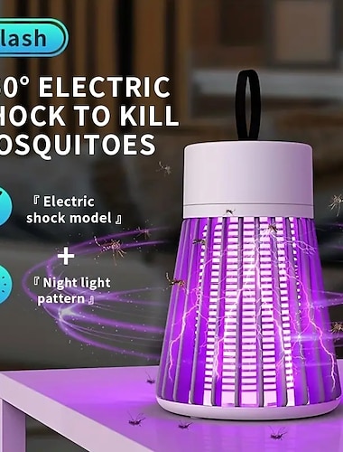  Bug Zapper Mosquito Trap Killer Lamp Electric LED UV Flying Insect Repellent Light Portable USB Rechargeable Trap Flying Insect Killer for Home Pest Control Insect Repellent
