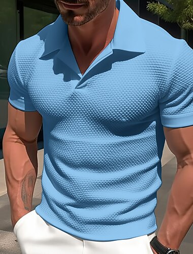 Herren Poloshirt Golfhemd Casual Festtage Kubanisches Halsband Kargen Kurzarm Modisch Basic Feste Farbe Klassisch Sommer Regular Fit Hellblau Schwarz Weiß Dunkelblau Beige Grau Poloshirt
