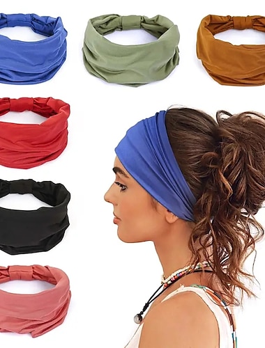  bandanas largas para mulheres antiderrapantes faixas de cabelo elásticas macias yoga corrida esportes treino ginásio envoltórios de cabeça pano de algodão atado turbantes africanos bandana
