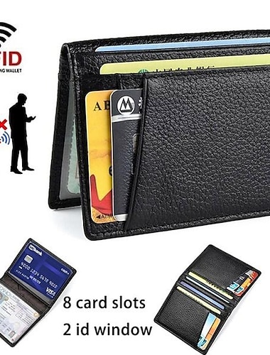  Ultra Dunne Voorkeurszak Portemonnee Bifold Heren Portemonnee Met 8 Kaartsleuven Minimalistische Reis Portemonnee Flip ID Venster Sleuven voor Rijbewijs ID Kaarten Business Portemonnee Slim