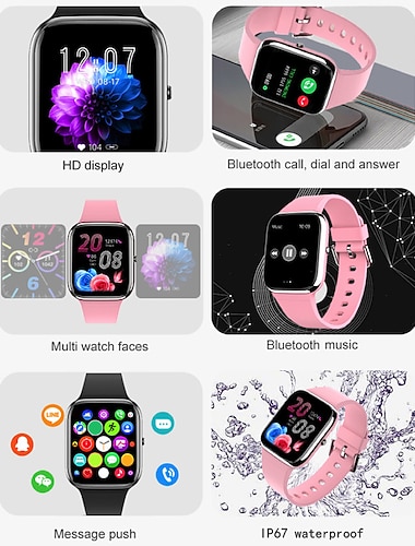  696 Y9PRO Montre intelligente 1.85 pouce Smartwatch Montre Connectée Bluetooth Podomètre Rappel d'appel Moniteur de Sommeil Compatible avec Android iOS Unisexe Appels Mains Libres Rappel de Message