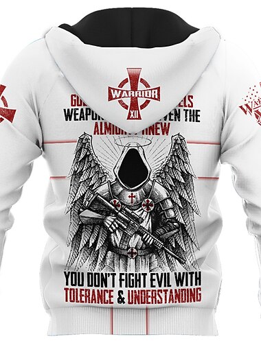  Hombre Letra Estampados Sudadera Sudaderas Sudadera con capucha y cremallera completa Manga Larga Sudadera con capucha Con Capucha Ropa de calle Impresión 3D Deporte Diario Deportes Blanco Cremallera