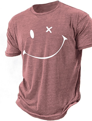  Herren Graphic Lustig Lächelndes Gesicht T Shirt Kurzarm T-Shirt 3D-Druck Rundhalsausschnitt Hemd Vintage Modisch Designer Outdoor Täglich Sport Rosa Blau Armeegrün Frühling Sommer Bekleidung S M L