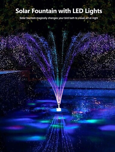  Solar Fountain Upgraded Innovative Solar Powered Fountain Pump Colorful 160mah Battery Solar Water Fountain Pump 3W 5V LED Lights Floating Garden Fountain Pump Swimming Pools Pond Lawn Decor