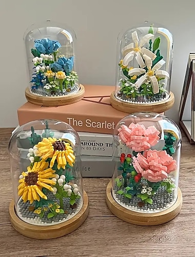  مكعبات بناء هدايا عيد المرأة، اصنع باقات زهور جميلة مع مجموعة بناء الزهور المكونة من قطعة واحدة - مثالية للبالغين&amp; أطفال! هدايا عيد الأم لأمي