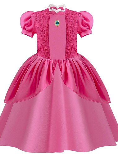  Mario prinses perzik Zentai-Pakken Cosplay kostuum Bloemenmeisje jurk Film cosplay for Voor meisjes Kinderen Carnaval