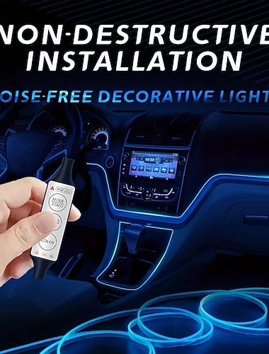  7 ألوان أضواء شريطية LED داخلية للسيارة، 22 وضعًا، أضواء محيطة زخرفية، أضواء نيون RGB USB عالمية