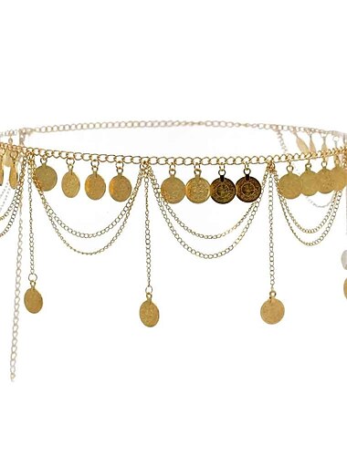  ריקוד בטן אביזרי ריקוד חגורה שרשרת מתכת מטבעות זהב מטבעי כסף בגדי ריקוד נשים הצגה הדרכה גבוה סגסוגת