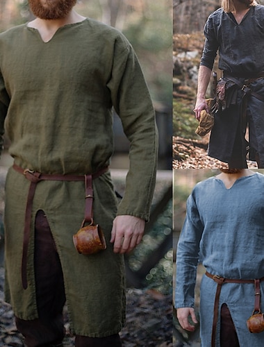  Middeleeuws Renaissance 17e eeuw Hemd Tuniek Ren Faire Krijger Viking Ranger Boogschieten Voor heren Viking Fantasie Halloween Carnaval Maskerade LARP Volwassenen Hemd Alle seizoenen