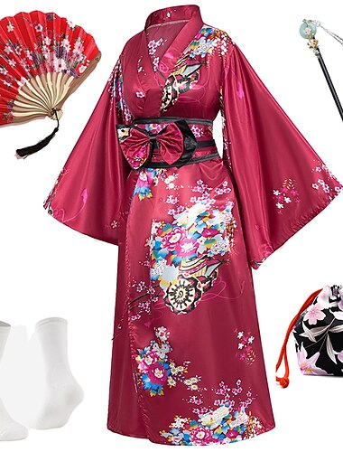  Damen Bademantel Kimonoo Kimono-Accessoire Austattungen Retro Vintage Cosplay - Lolita Streetstyle Japanisch traditionell Uniformen Flapper-Mädchen Weihnachten Halloween Karneval Silvester