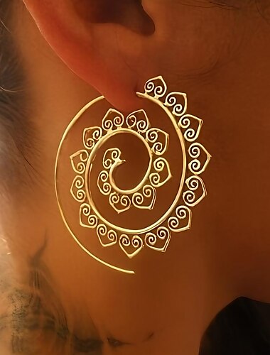  Pendientes en espiral grandes exagerados con forma de corazón en forma de remolino, joyería vintage para mujeres y niñas, 1 par