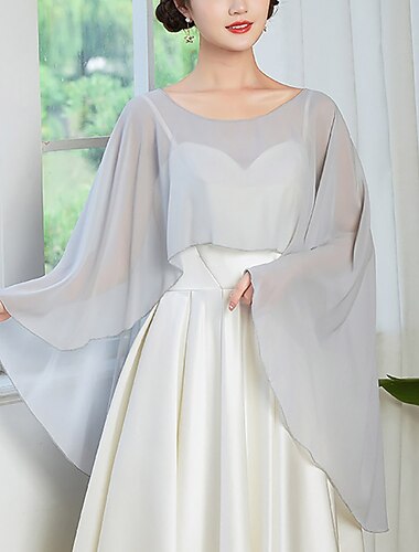  Kvinners Innpakning Cape Vintage Elegant Uten Ermer Bryllups Wraps Med Ren Farge Bryllup Sommer kjole å imponere