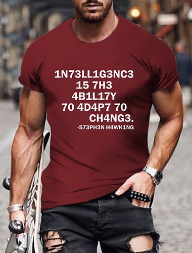  Herren Buchstabe Grafikdrucke Lustig T Shirt Grafischen T-Shirt 100% Baumwolle Kurzarm Grafik Hemd Wein Schwarz Weiß Bequemes T-Shirt Urlaub Straße Modedesigner-Kleidung