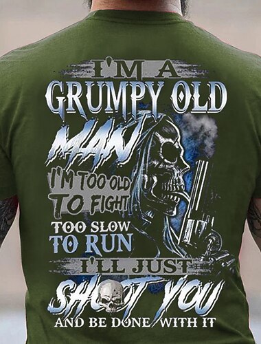  Herren Buchstabe Grafikdrucke Totenkopfe T Shirt Grafischen T-Shirt 100% Baumwolle Kurzarm Grafik Hemd Schwarz Grün Dunkelgrau Bequemes T-Shirt Outdoor Straße Modedesigner-Kleidung