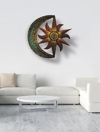  metalen zon maan muur decor, platte zon muur decor, zon en maan muur decor, zon muur kunst, tuin decor kamer decor zon muur decor, buiten zon muur kunst, buiten metalen zon muur decor, zon kunst