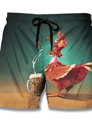  Per uomo Animali Stampe astratte Turchia Boxer da surf Pantaloncini da mare Boxer da mare Vita normale Hawaiano Boho Informale Giornaliero Per eventi A cordoncino con fodera in rete Vita elastica