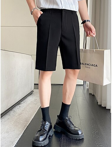  Herren Shorts Kurze Hosen Kleid-Shorts Bermudas Arbeitsshorts Glatt Komfort Atmungsaktiv Outdoor Täglich Ausgehen Modisch Brautkleider schlicht Schwarz Weiß