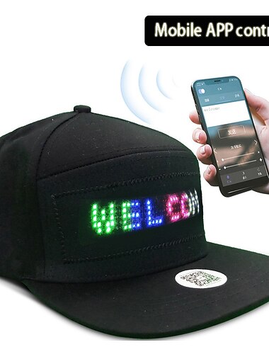 бейсбольная кепка унисекс с Bluetooth, управляемая приложением для мобильного телефона, прокрутка, доска для отображения сообщений, хип-хоп, уличная бейсболка