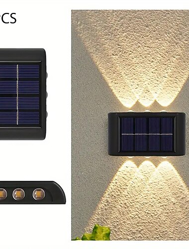  2 pezzi applique da parete solare a doppia testa lampada da giardino esterna impermeabile su e giù per esterni decorazione da parete applique da parete esterna applique da giardino