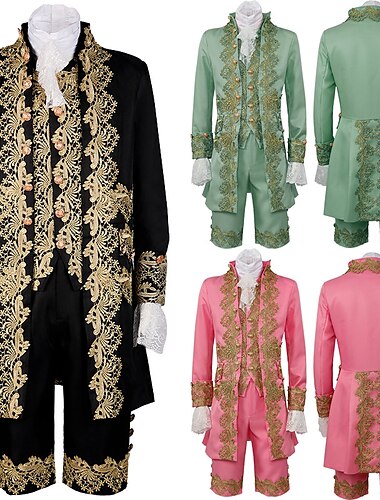  Retro Antiguo Medieval Renacimiento Abrigo Pantalones Accesorios Príncipe Caballero Bordado Bordado Hombre Real Carnaval Mascarada Fiesta Carnaval de Venecia Adulto Chaqueta Chalecos Pantalones